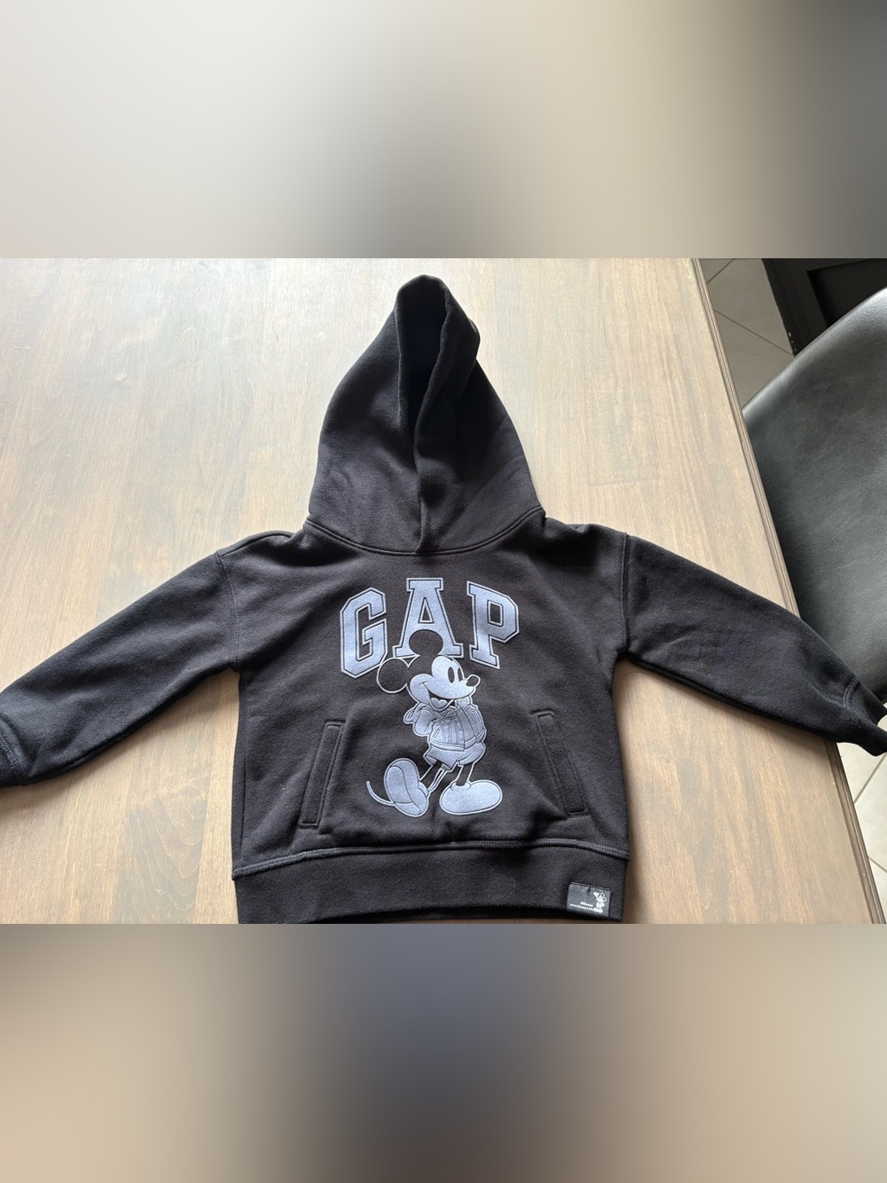 GAP Black Hoodie with Gray Mickey Mouse Graphic